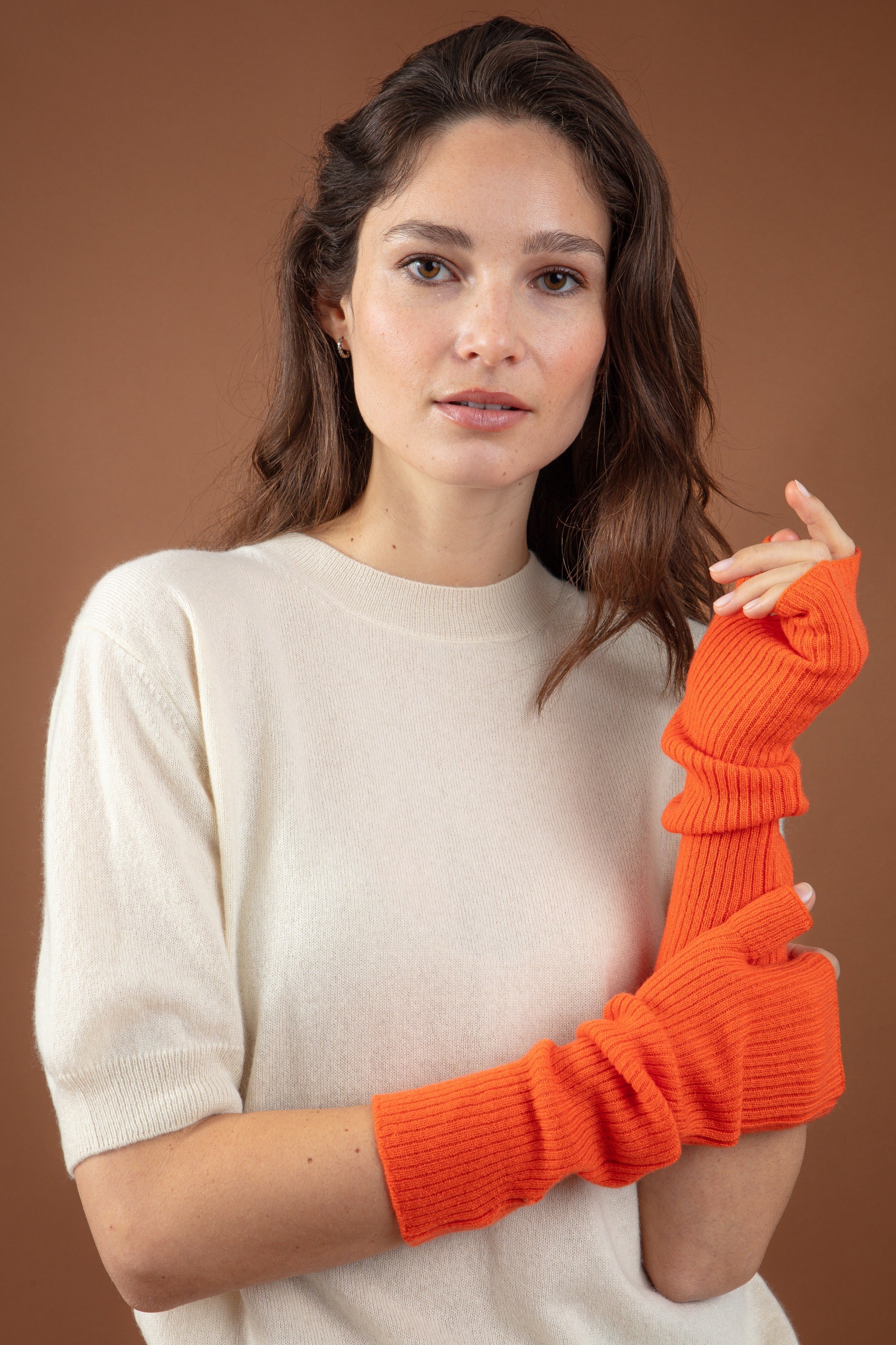 Rain en cachemire femme - orange - Mahogany