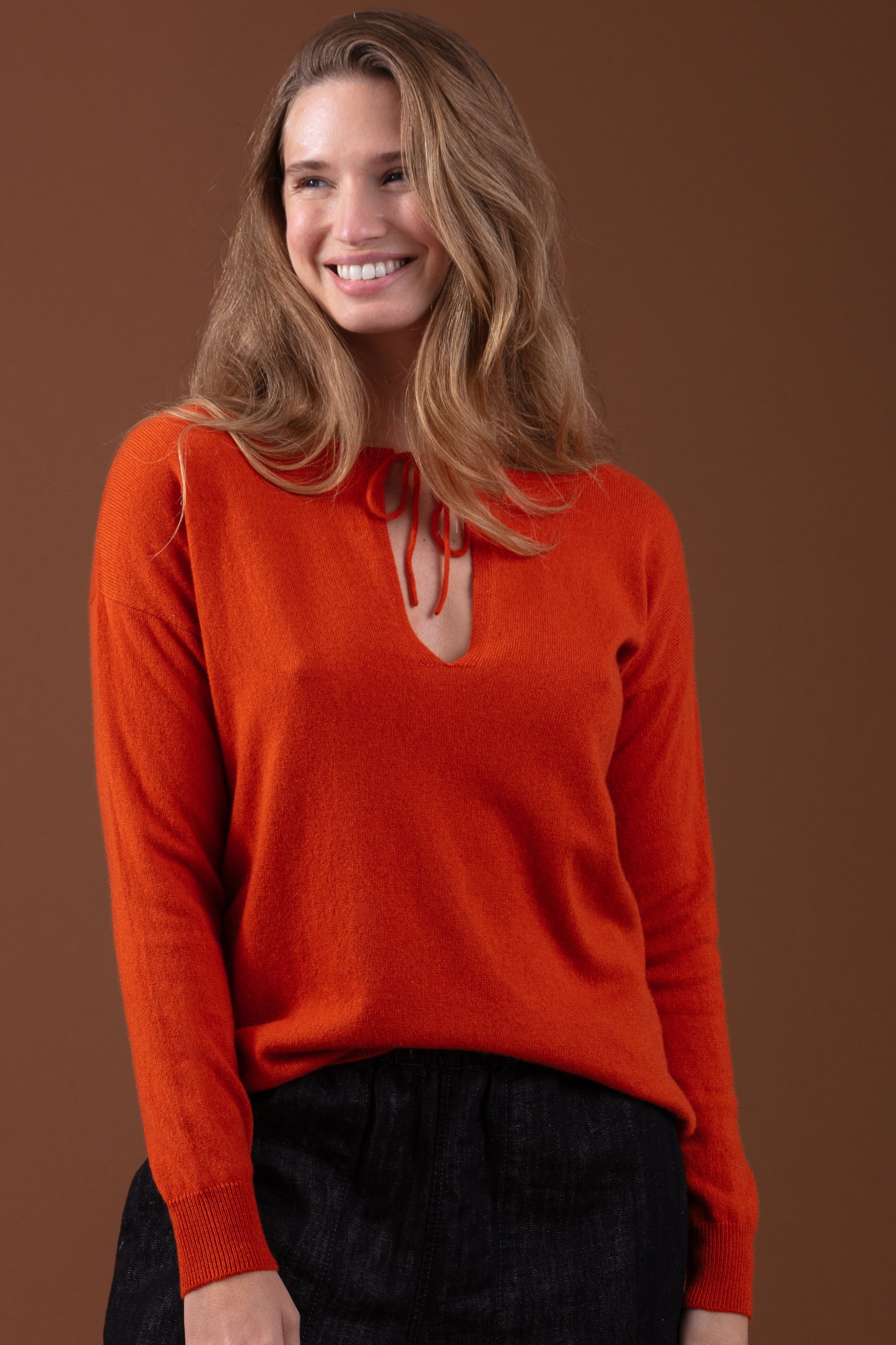 Rowena en cachemire femme - marmelade - Mahogany