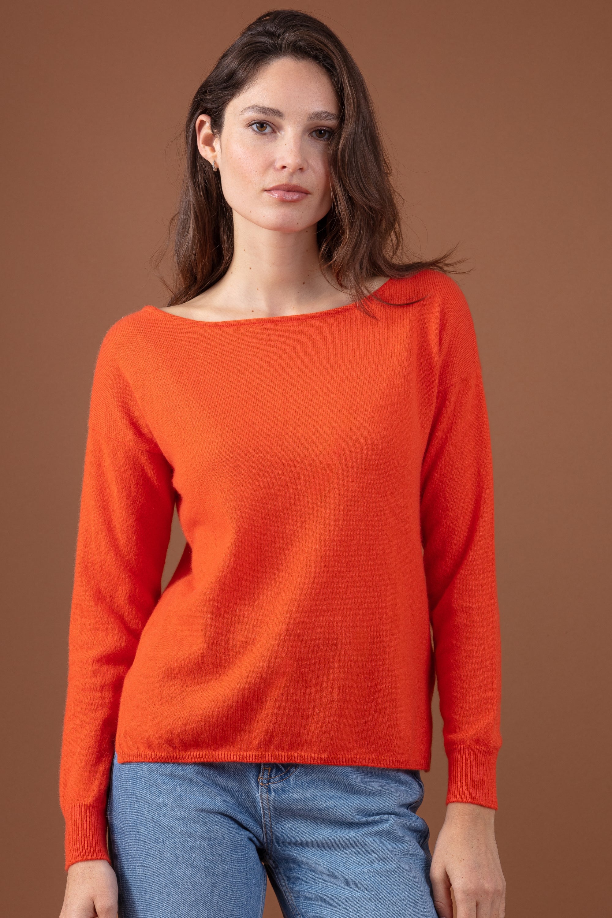 Rowena en cachemire femme - satsuma - Mahogany