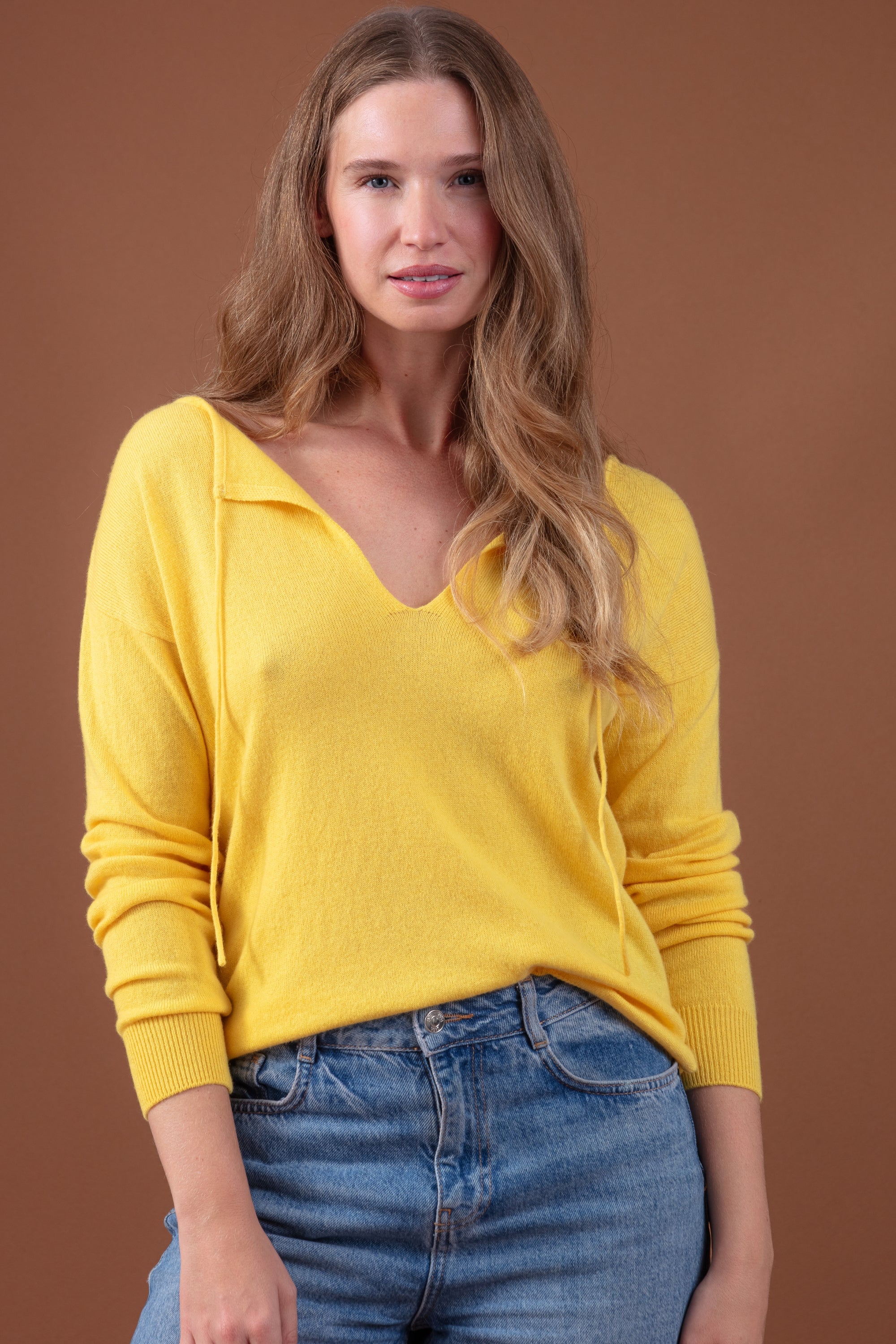 Rowena en cachemire femme - tournesol - Mahogany