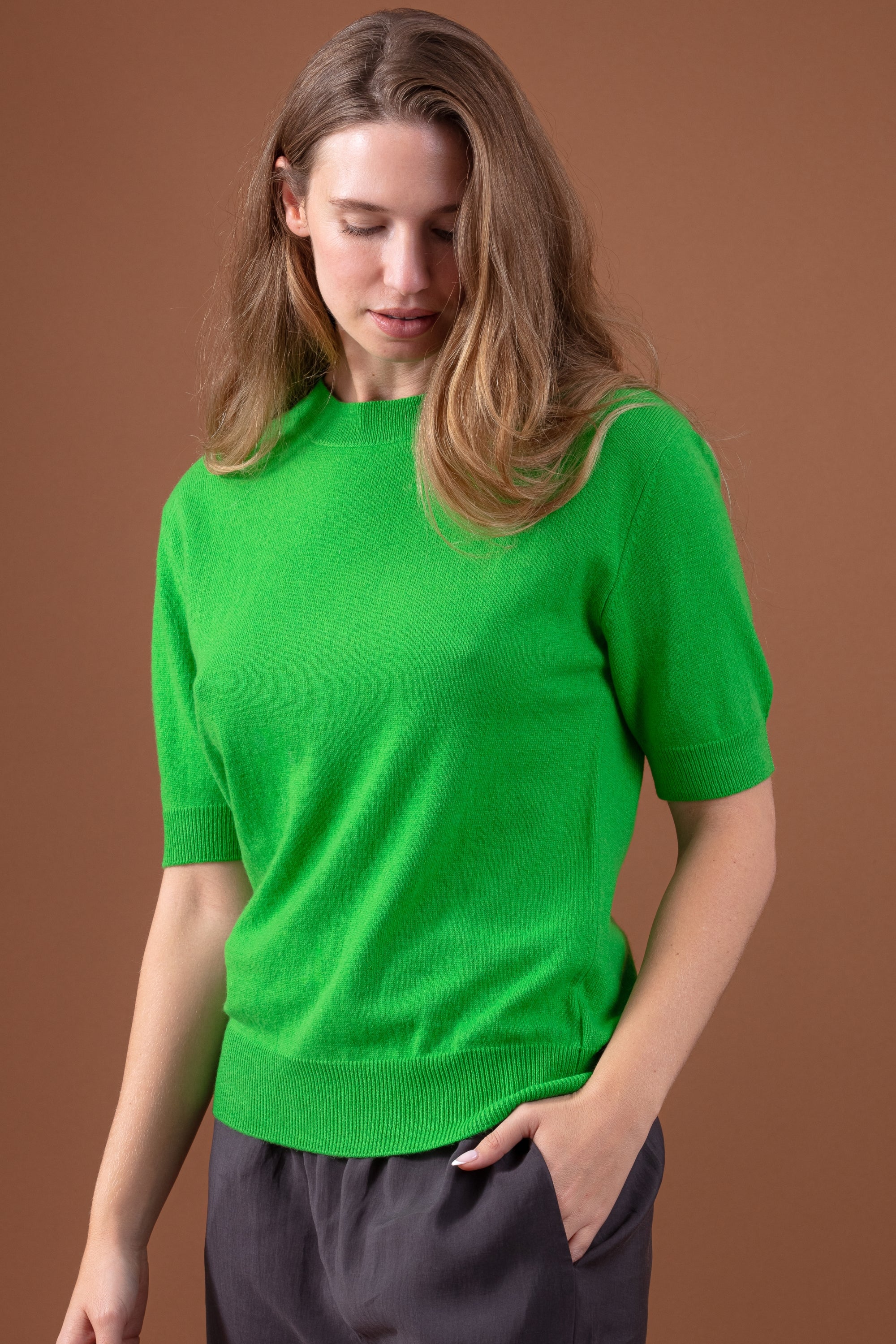 Riviera en cachemire femme - flash green - Mahogany