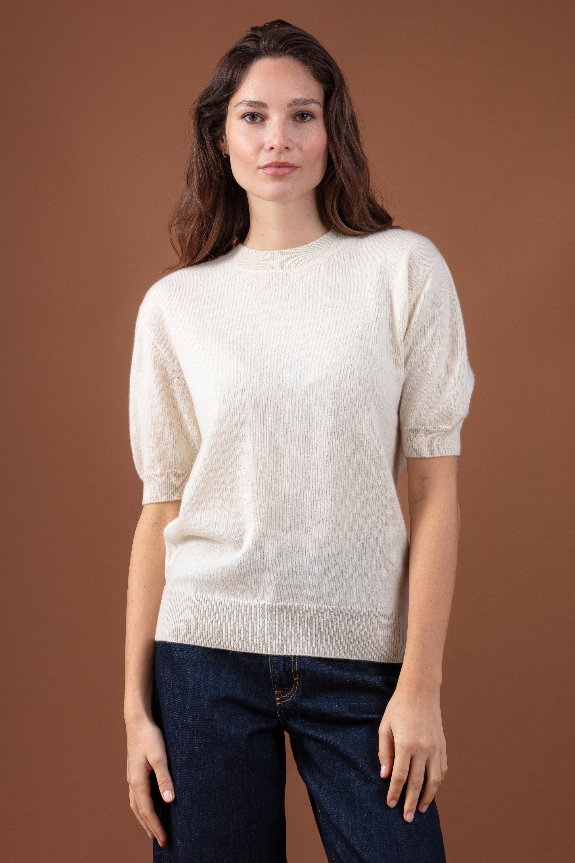 Riviera en cachemire femme - natural écru - Mahogany