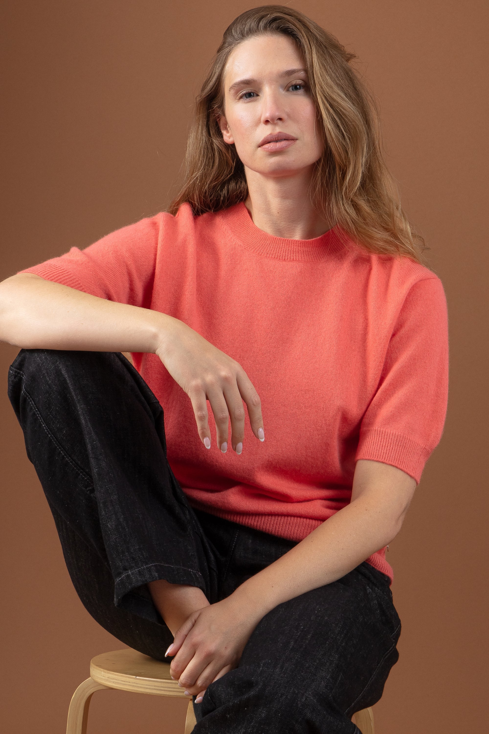 Riviera en cachemire femme - peach - Mahogany