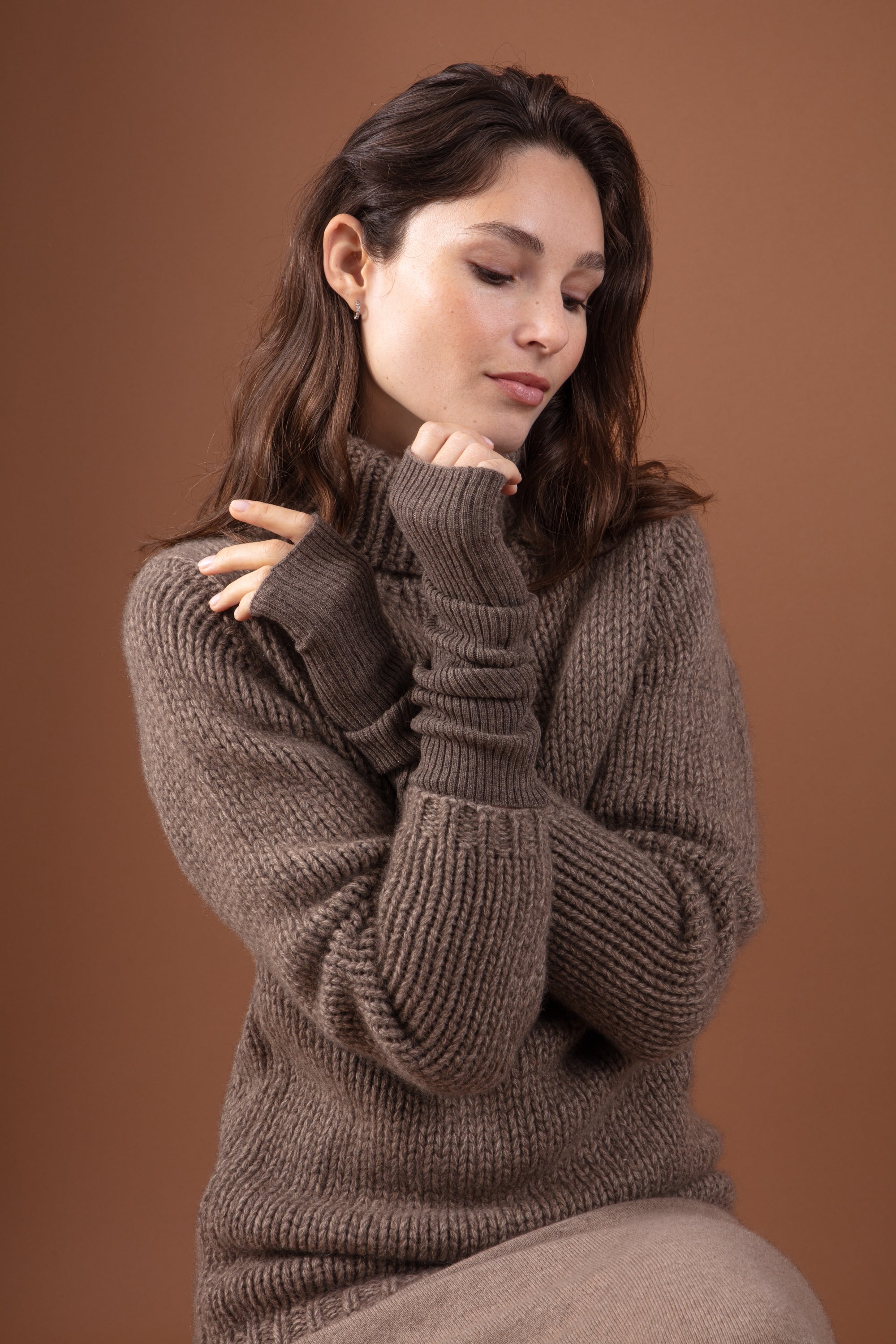 Rain en cachemire femme - natural dark brown - Mahogany