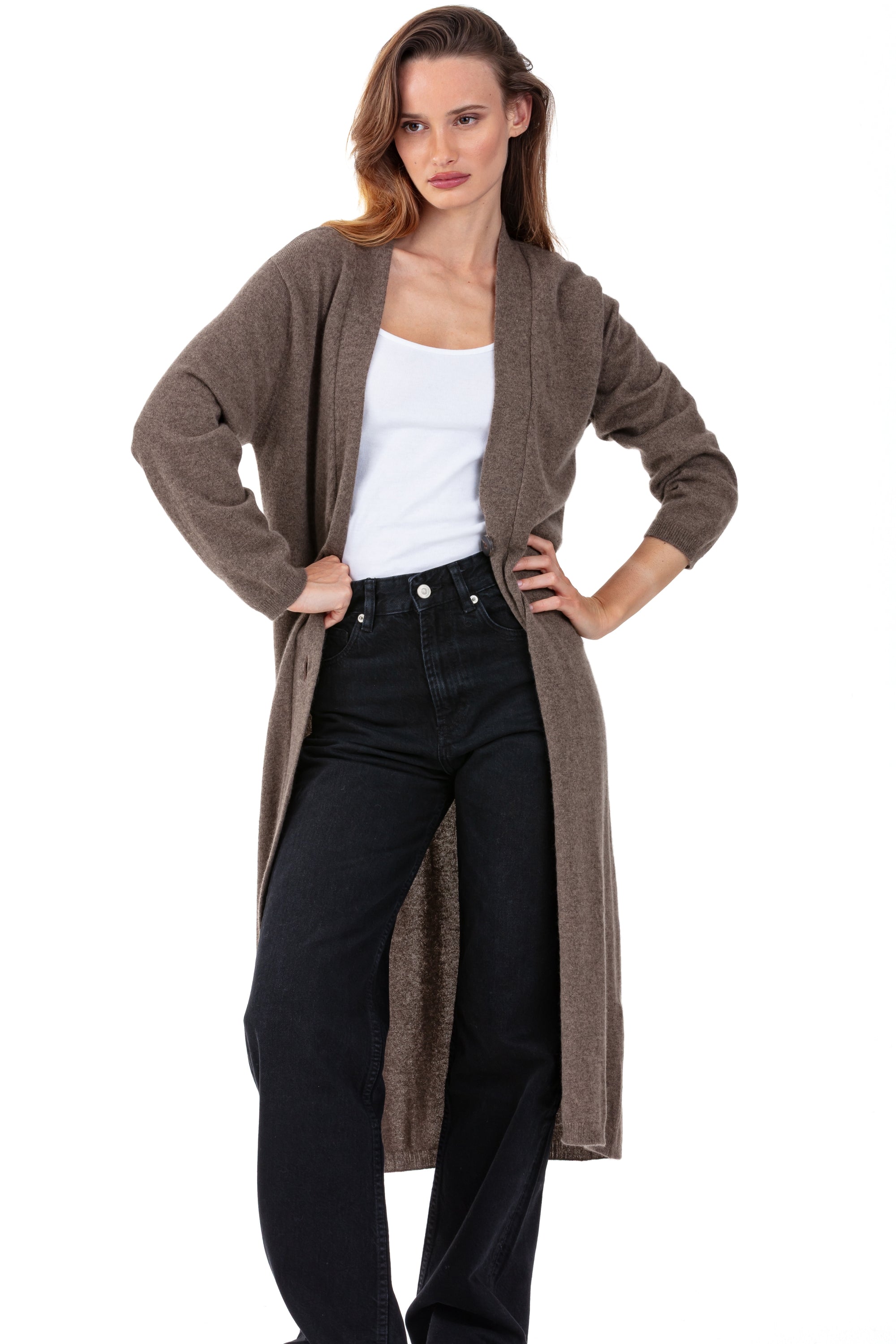 Rimini en cachemire femme - marron chiné - Mahogany