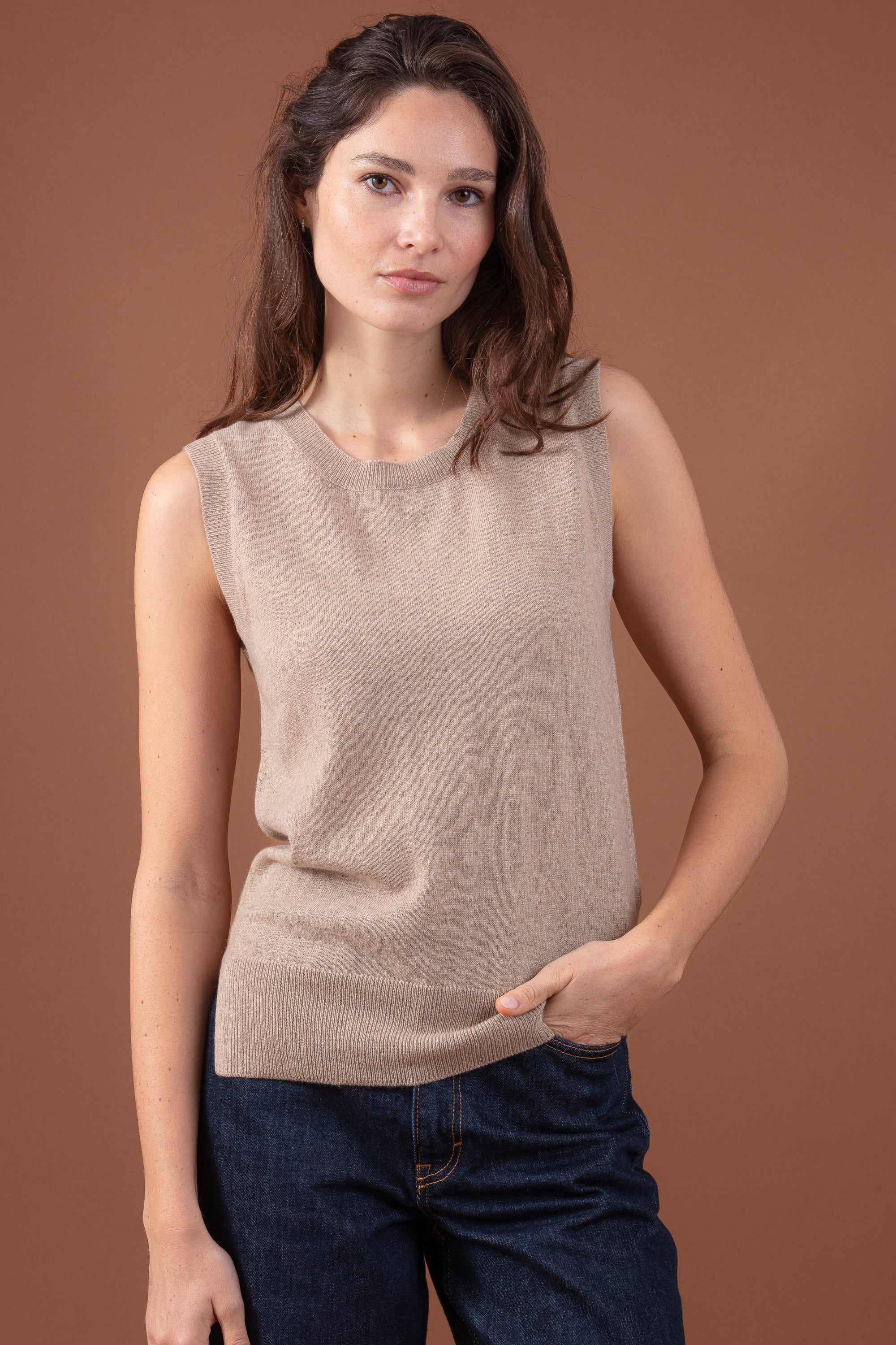 Rati en cachemire femme - natural stone - Mahogany