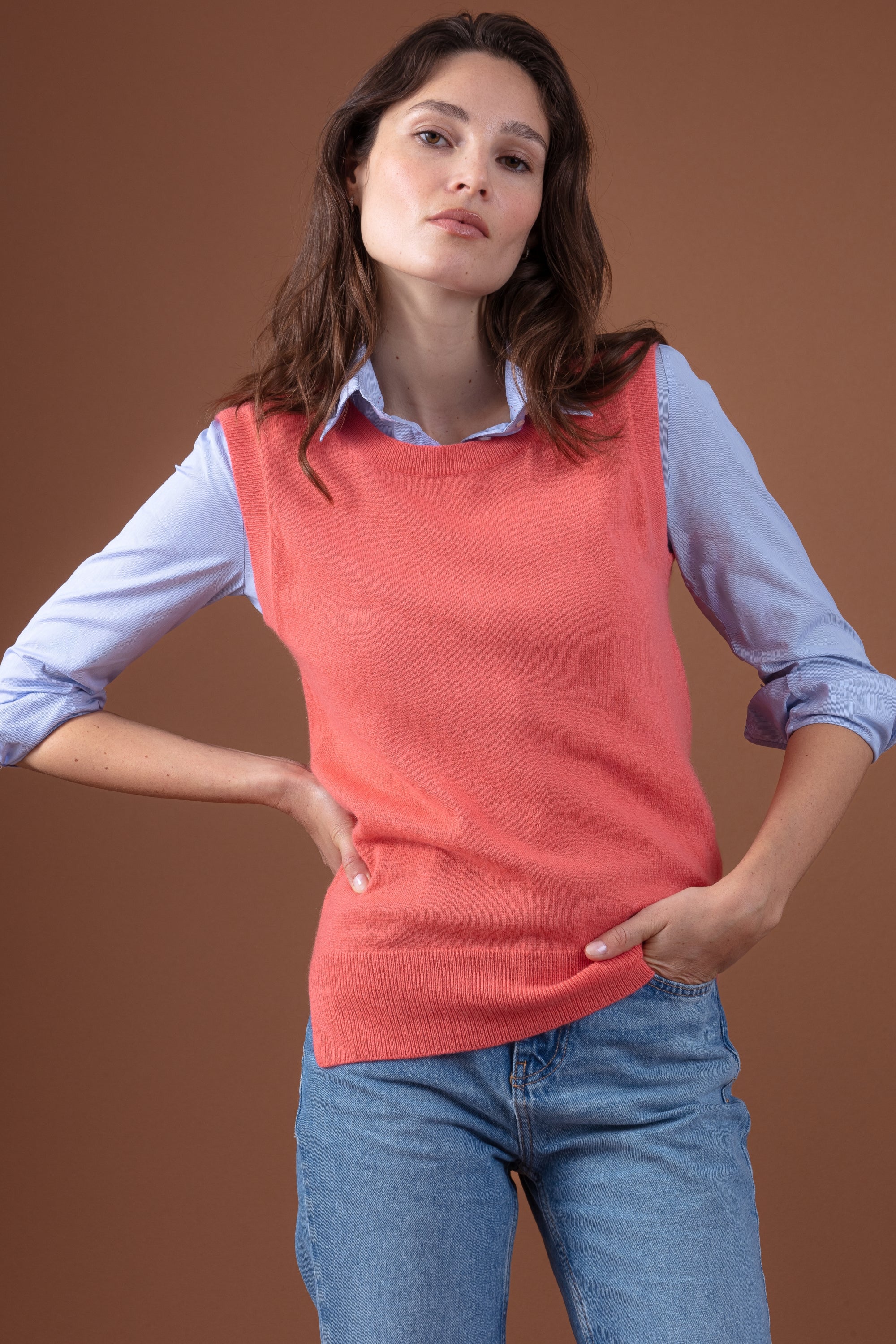 Rati en cachemire femme - peach - Mahogany