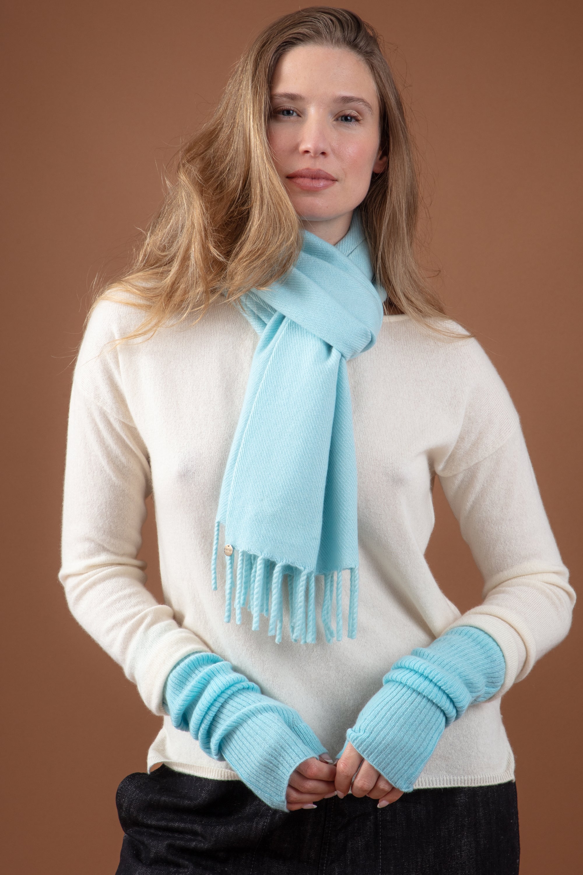 Rêve en cachemire mixte - aqua - Mahogany
