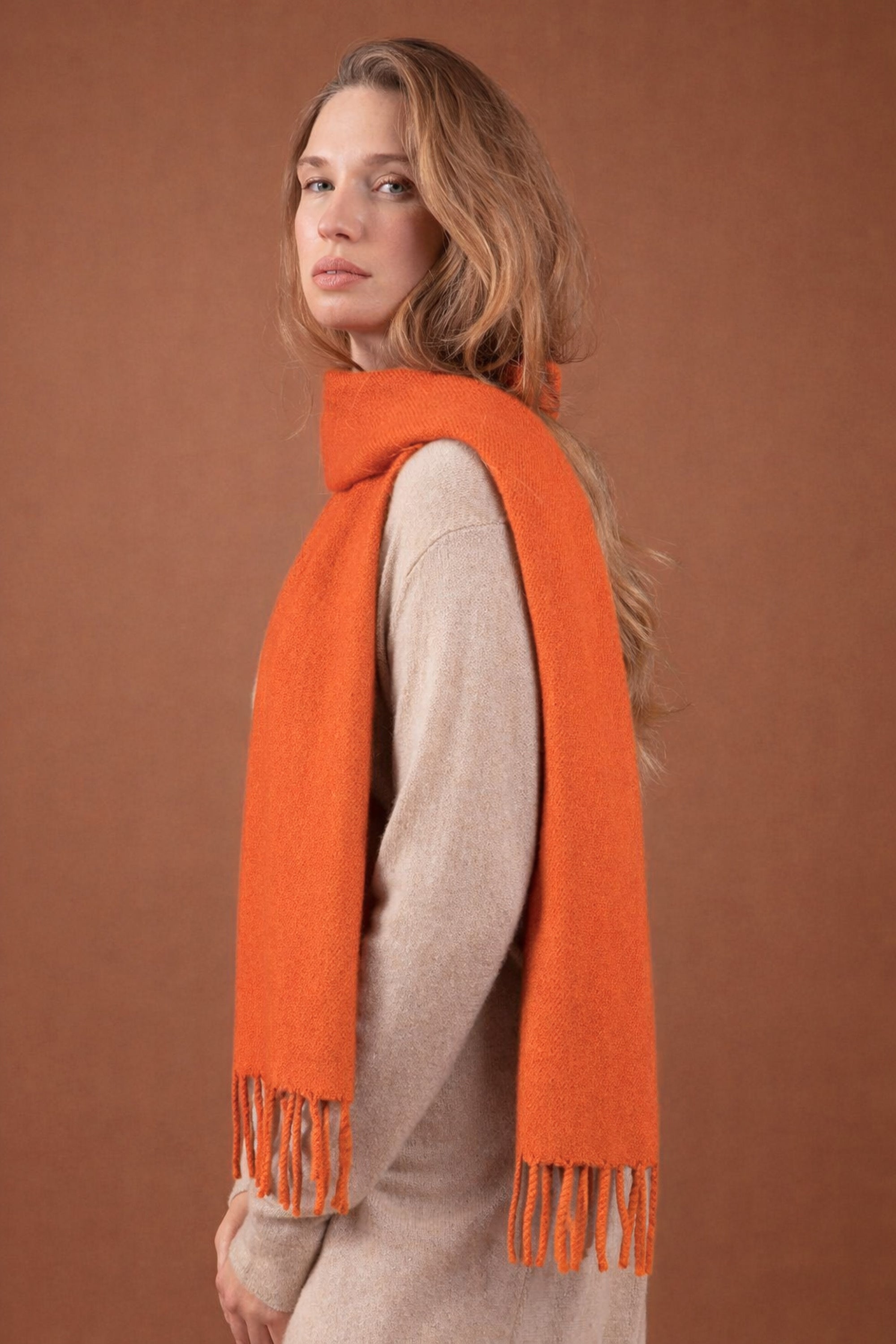 Rêve en cachemire mixte - orange - Mahogany