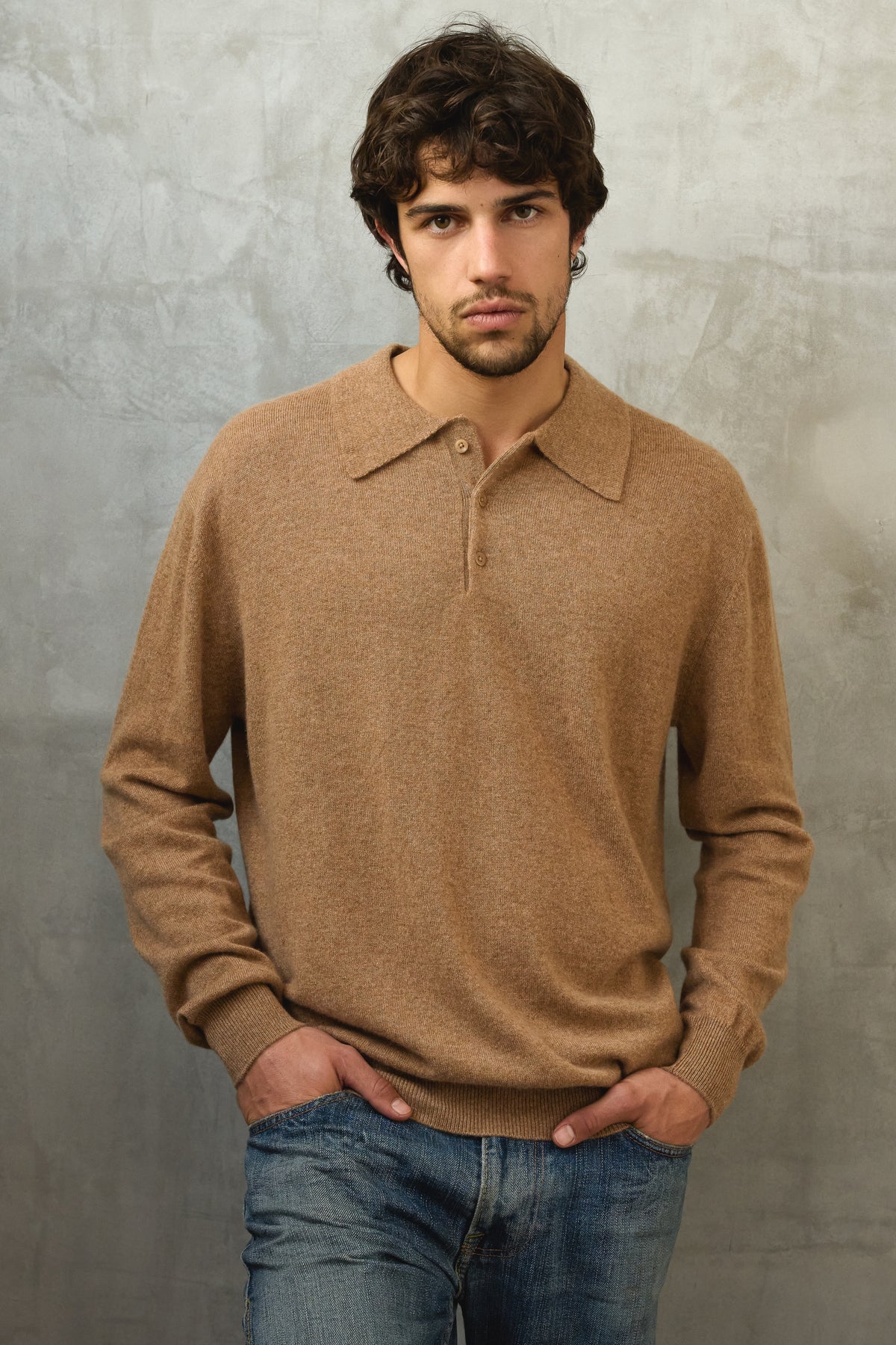 Alexandre en cachemire homme - camel chiné - Mahogany