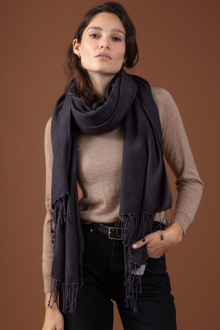 Adèle en cachemire et soie mixte - carbon - Mahogany