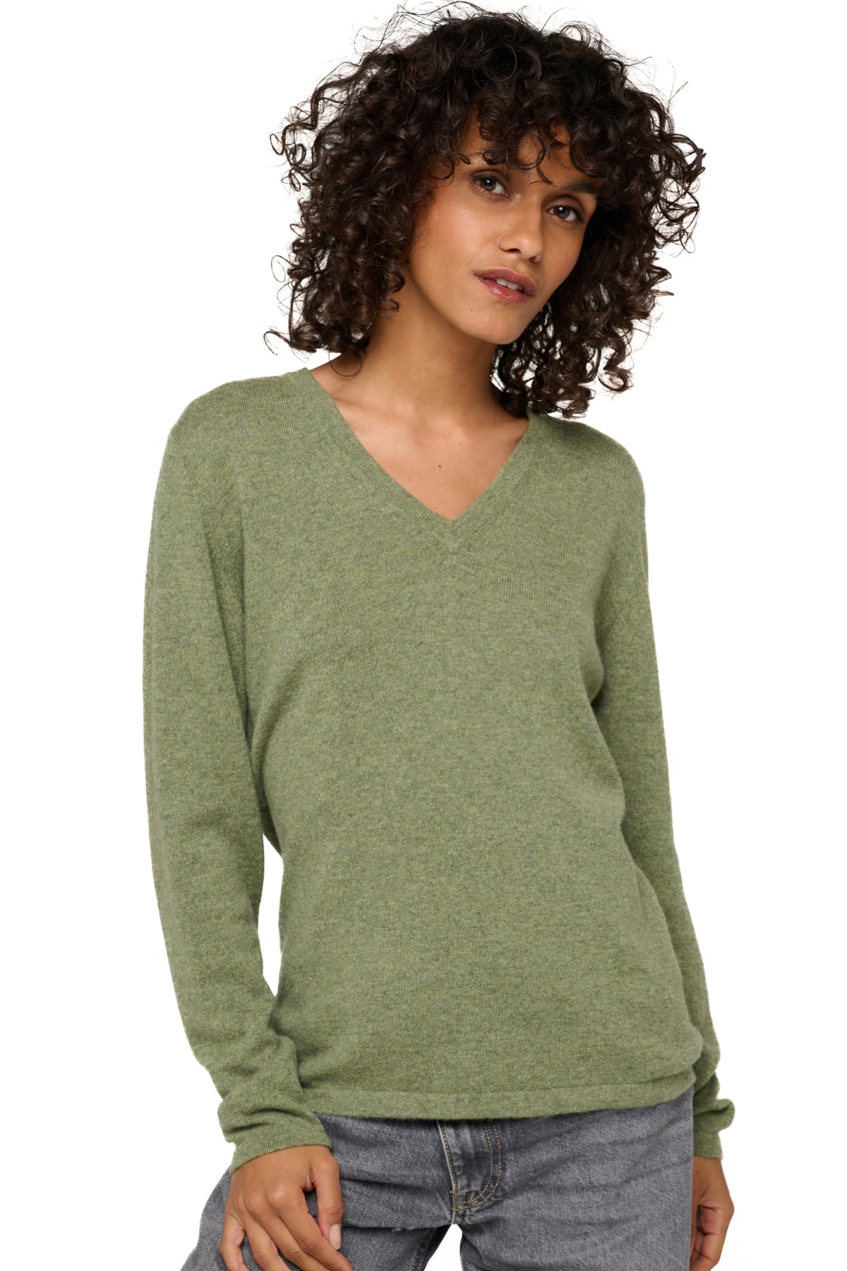 Emma en cachemire femme - vert chiné - Mahogany