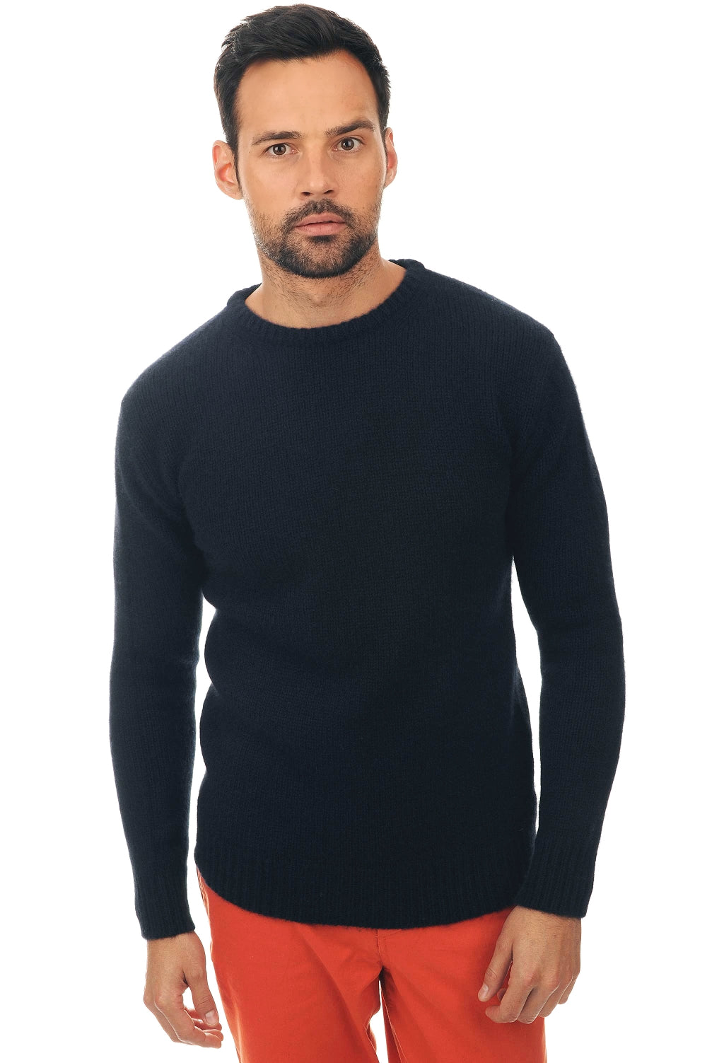 Pull en yak, 100 % Yak, homme, col col rond, coupe droite, manches longues, grosse / 6 fils et +, tricot normal, Mahogany