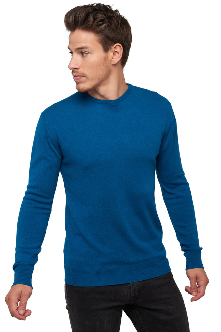 Pull en cachemire, 100 % Cachemire, homme, col col rond, coupe droite, manches longues, normale / 2 et 4 fils, tricot normal, Mahogany