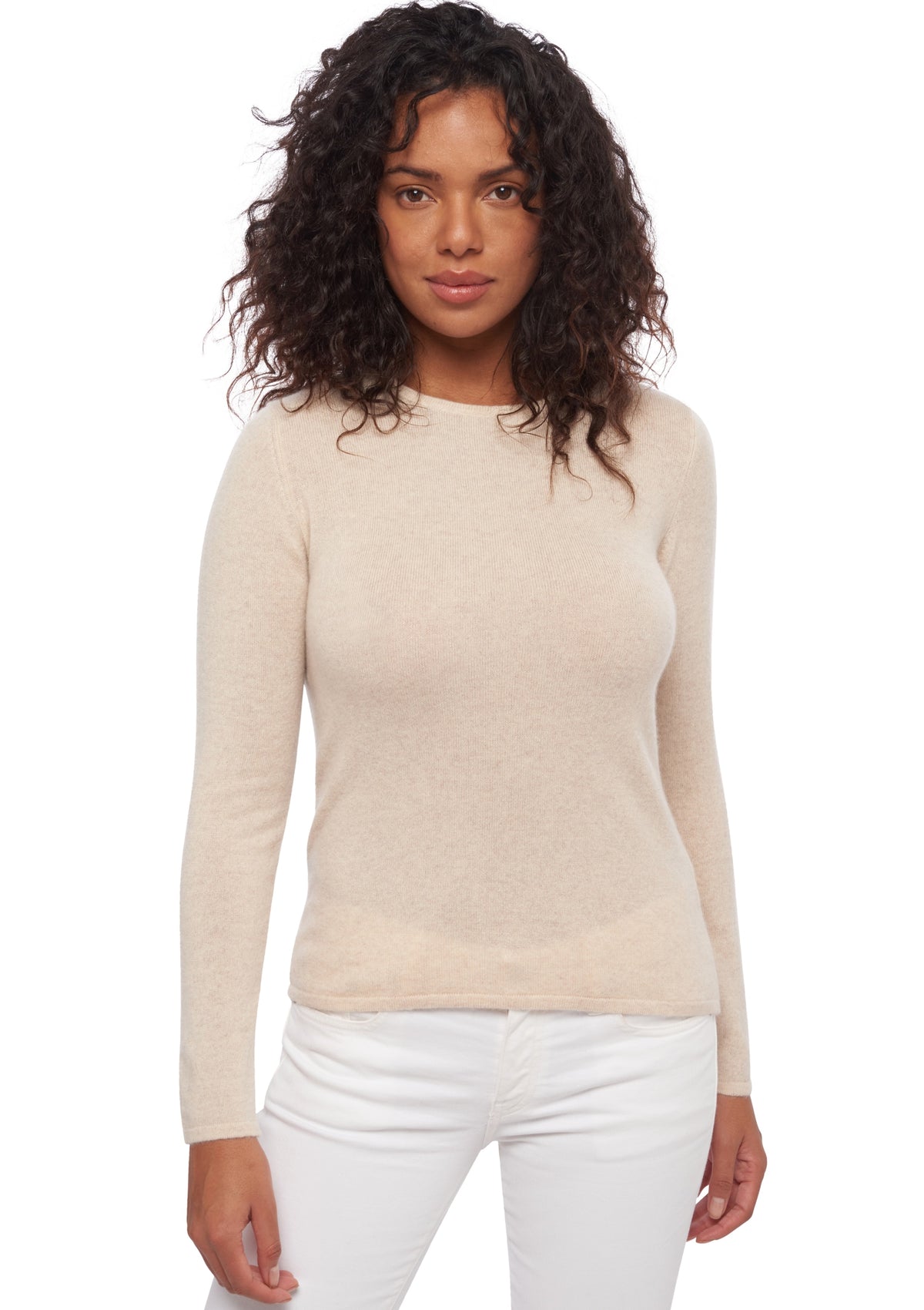 Pull en cachemire, 100 % Cachemire, femme, col col rond, coupe droite, manches longues, normale / 2 et 4 fils, tricot normal, Mahogany