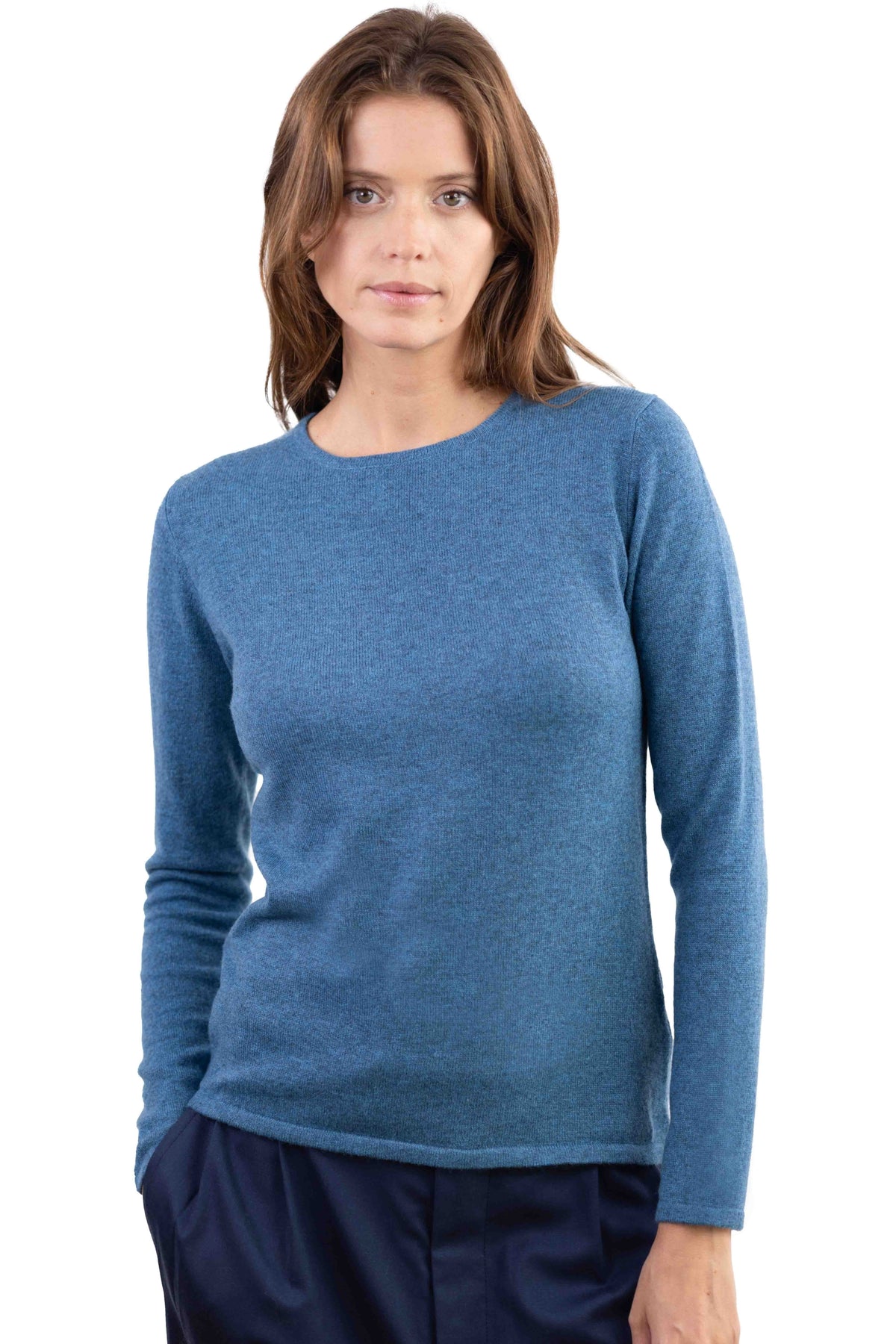 Line en cachemire femme - manor blue - Mahogany