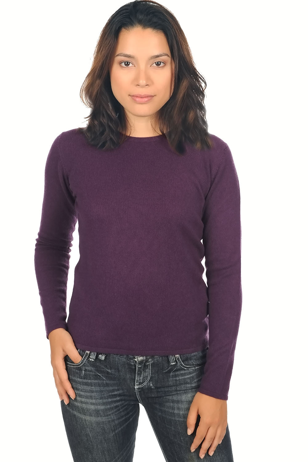 Line en cachemire femme - prune - Mahogany