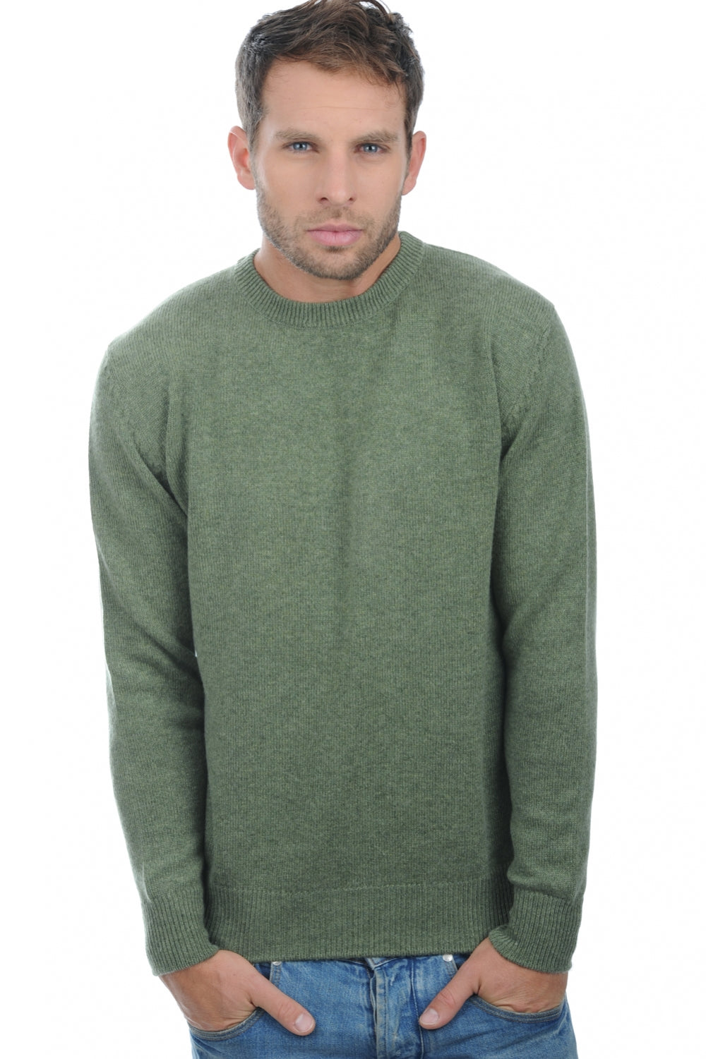 Nestor 4F en cachemire homme - vert chiné - Mahogany