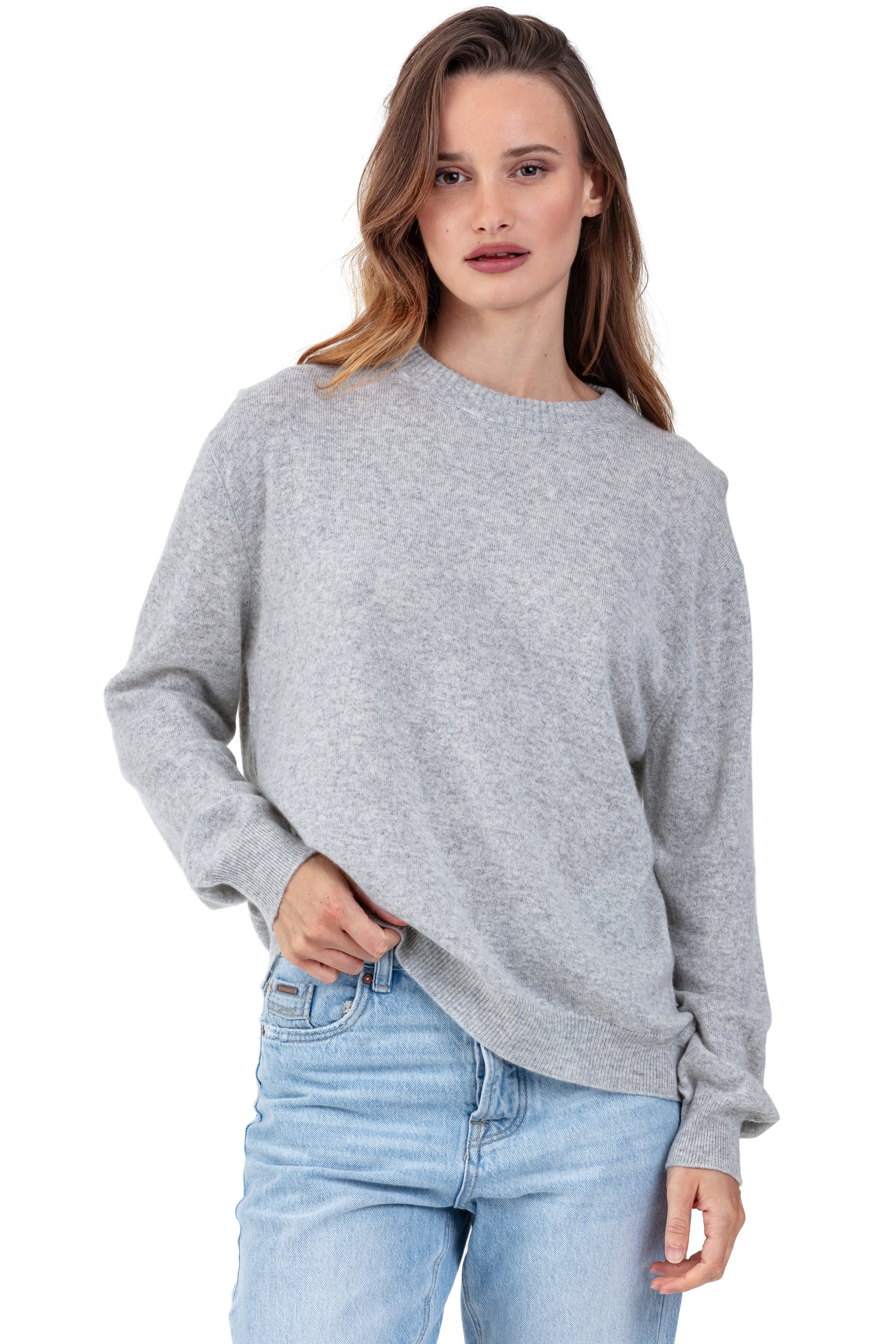 Pull en cachemire, 100 % Cachemire, femme, col col rond, coupe ample, manches longues, normale / 2 et 4 fils, tricot normal, Mahogany