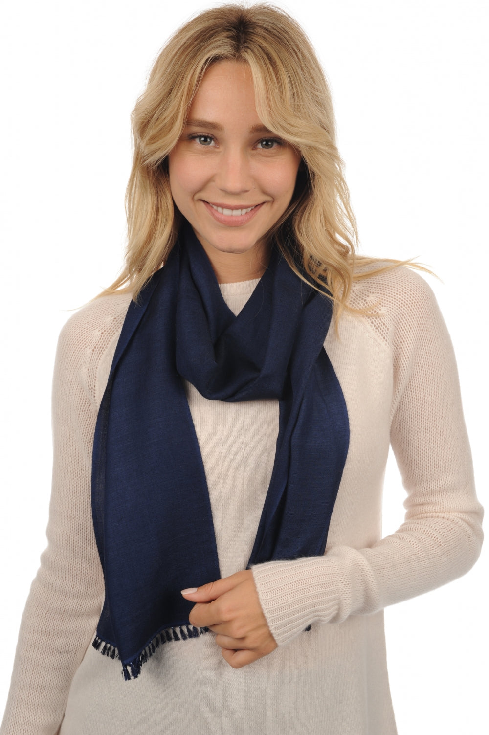 Scarva en cachemire et soie femme - bleu marine - Mahogany