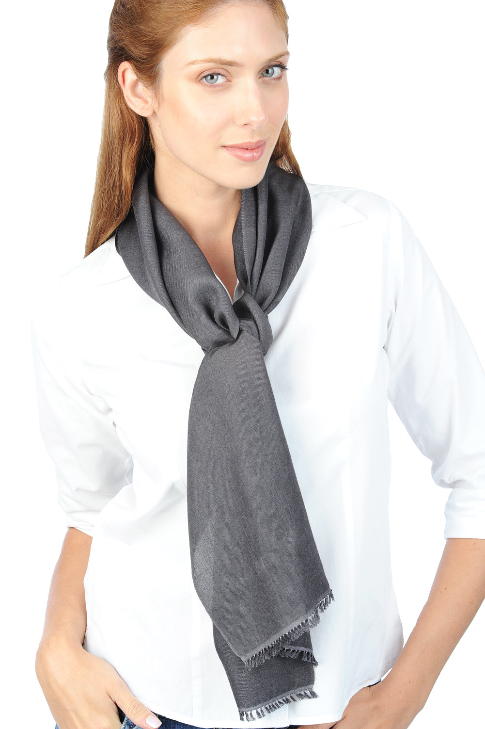 Scarva en cachemire et soie femme - carbon - Mahogany