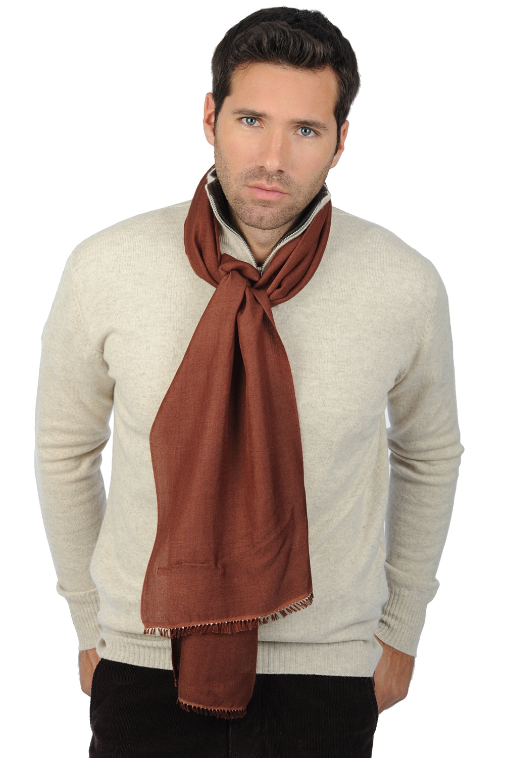 Scarva en cachemire et soie femme - chocolat - Mahogany