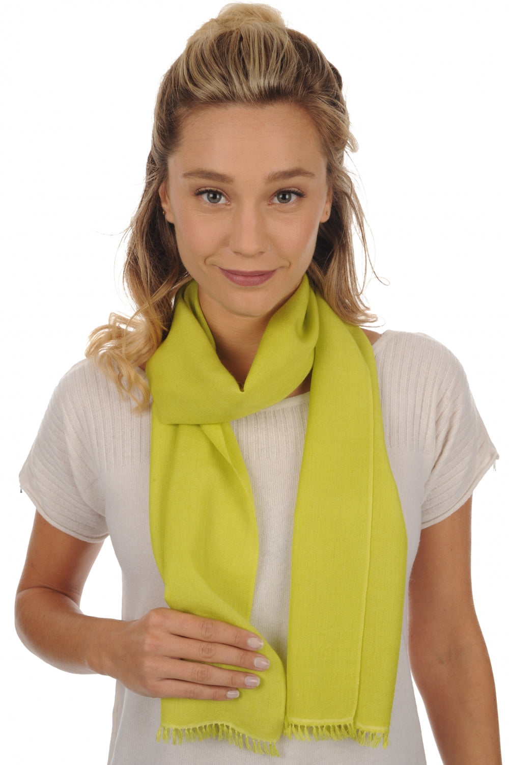 Scarva en cachemire et soie femme - kiwi - Mahogany