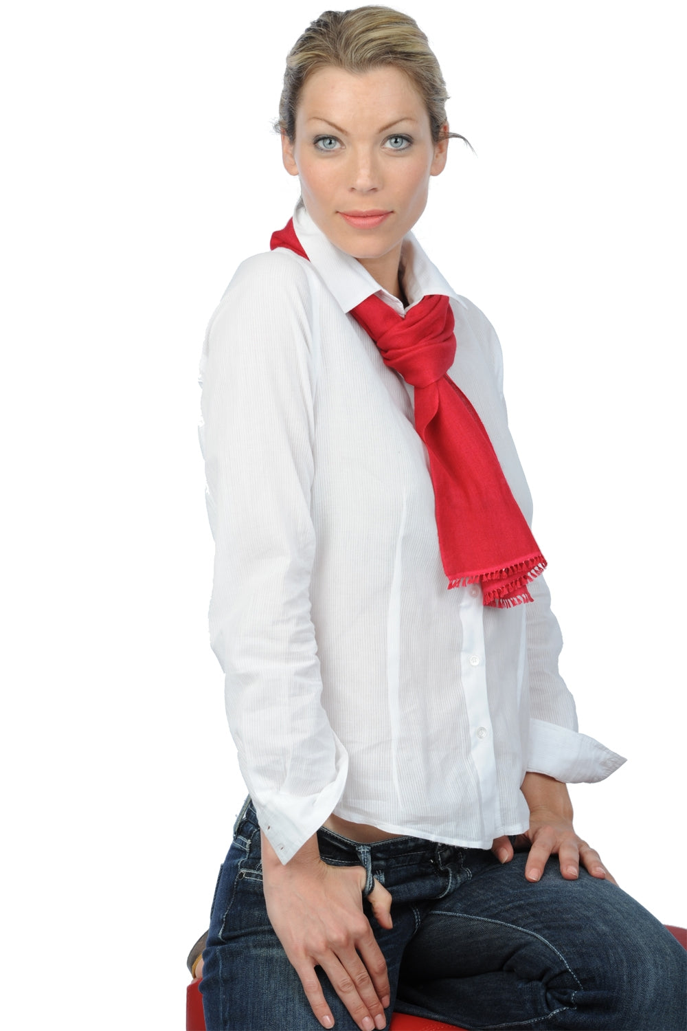 Scarva en cachemire et soie femme - rouge profond - Mahogany