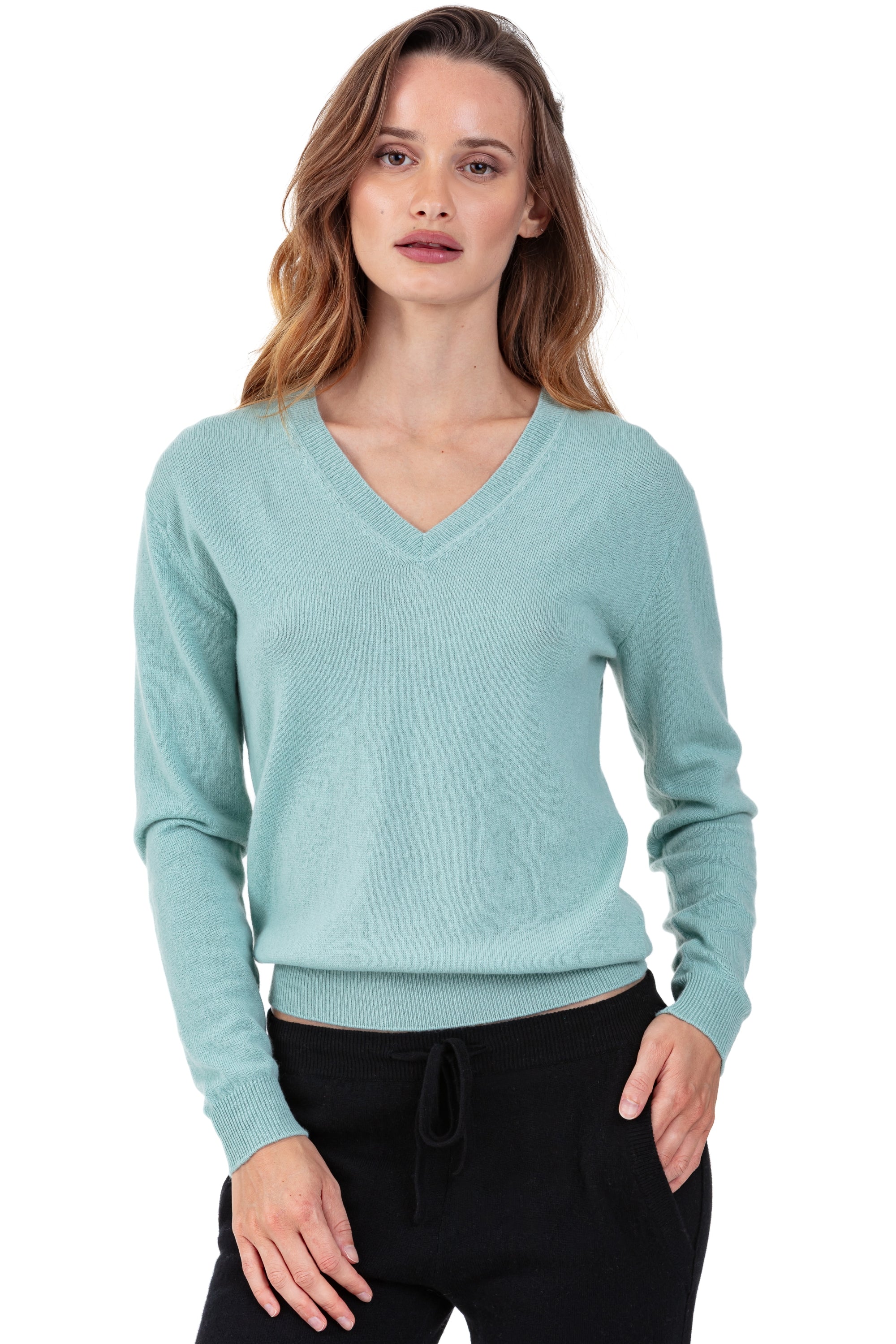 Tessa en cachemire femme - sea foam - Mahogany