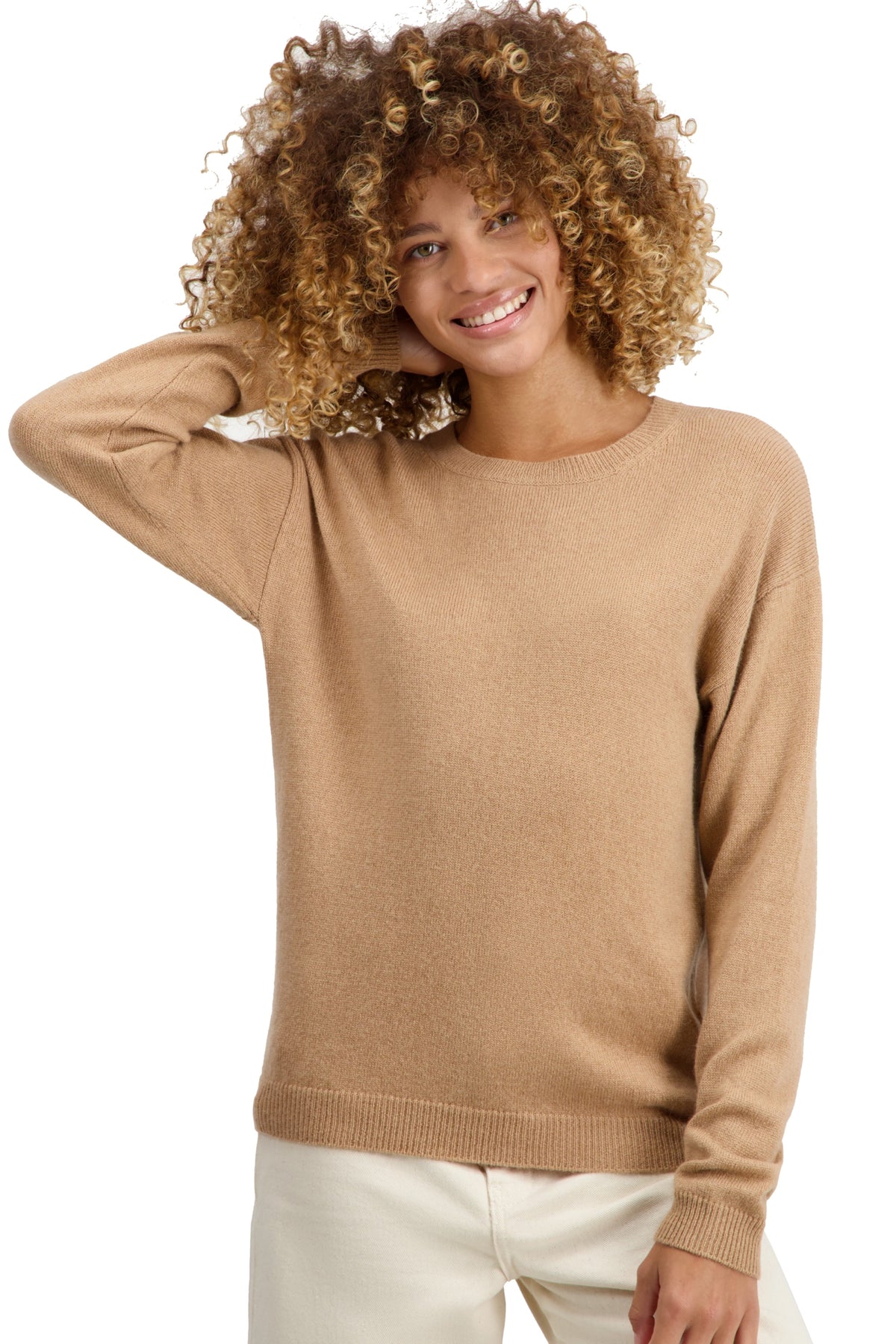 Pull en chameau, 100 % Chameau, femme, col col rond, coupe droite, manches longues, normale / 2 et 4 fils, tricot normal, Mahogany