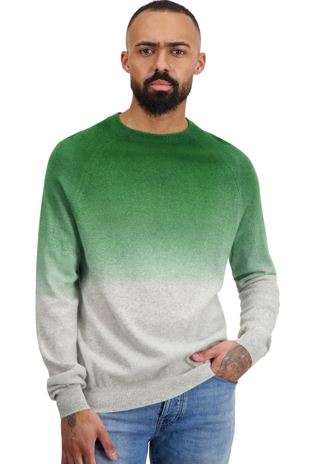 Pull en cachemire, 100 % Cachemire, homme, col col rond, coupe ample, manches longues, tie and dye, normale / 2 et 4 fils, tricot normal, Mahogany