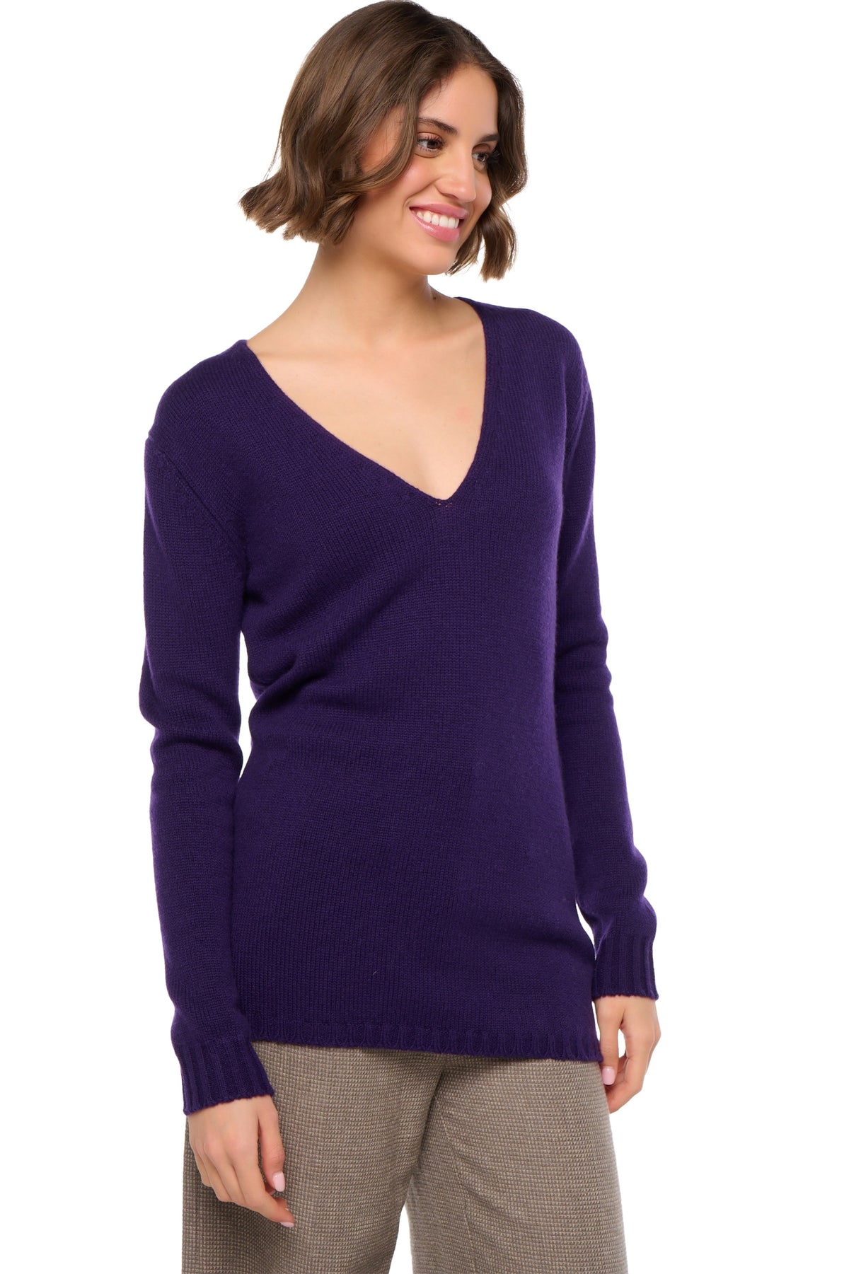 Vanessa en cachemire femme - deep purple - Mahogany