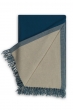 Cachemire accessoires couvertures plaids amadora 140 x 220 bleu canard beige intemporel 140 x 220 cm