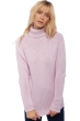 Cachemire pull femme col roule vicenza lilas rose pale l