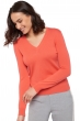 Cachemire pull femme col v faustine corail lumineux 2xl