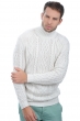 Cachemire pull homme col roule platon blanc casse s
