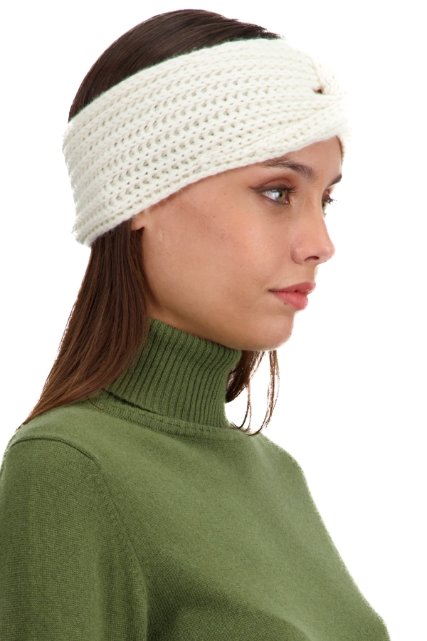 Cachemire accessoires bonnets taka natural ecru 22 x 10 cm