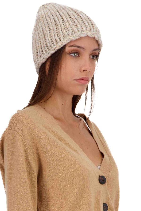 Cachemire accessoires bonnets tchoopy natural brown natural ecru ciel 26 x 23 cm