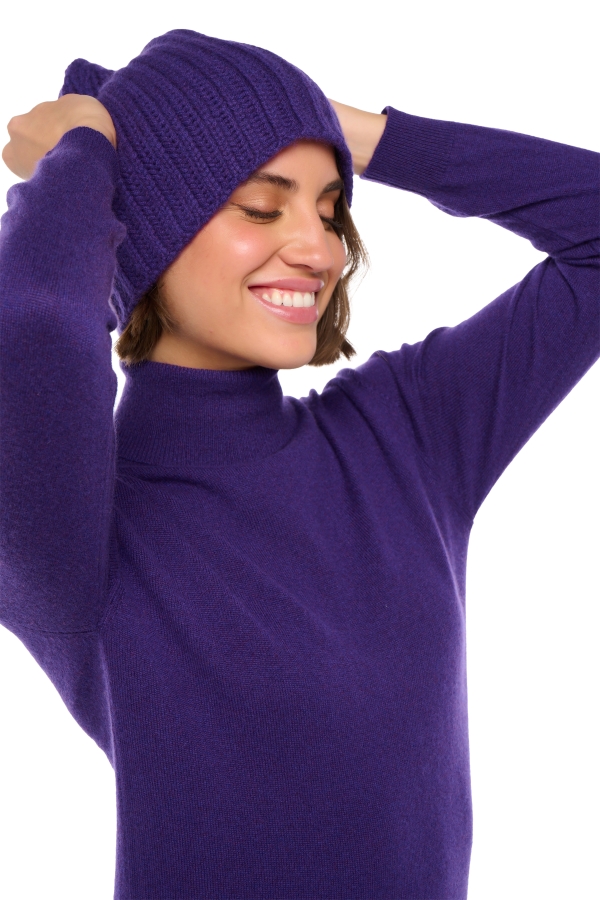 Cachemire accessoires bonnets youpie deep purple 26 x 26 cm