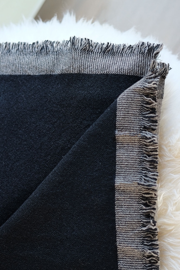 Cachemire accessoires couvertures plaids fougere 130 x 190 noir marmotte chine 130 x 190 cm