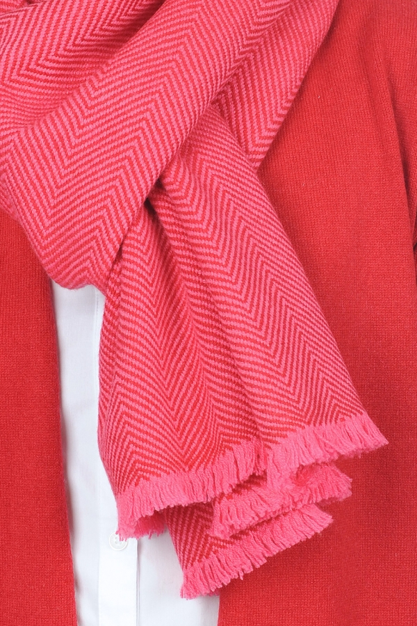 Cachemire accessoires nouveautes orage rose shocking rouge velours 200 x 35 cm