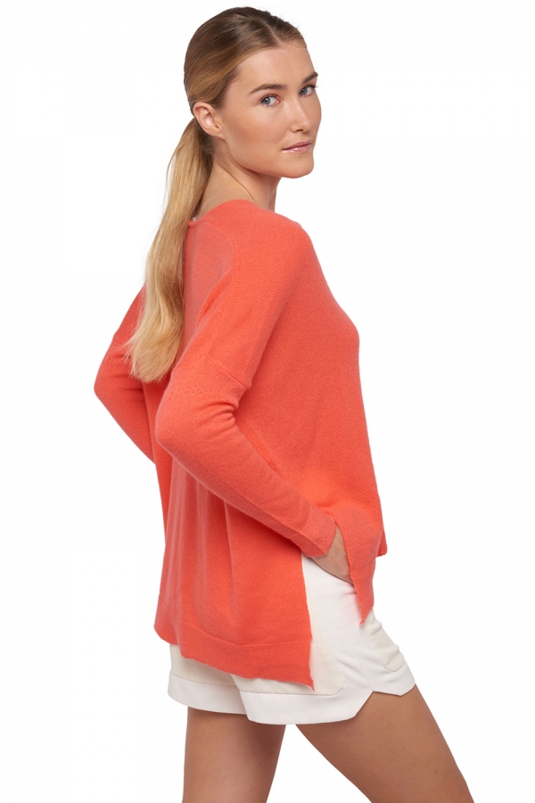 Cachemire pull femme biscarrosse corail lumineux t1