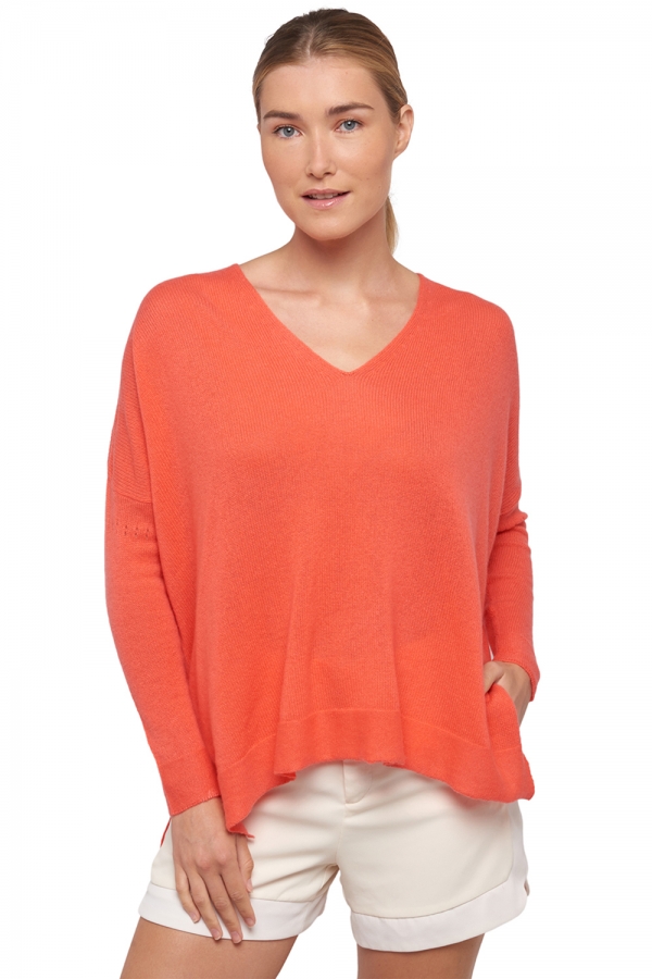Cachemire pull femme biscarrosse corail lumineux t2