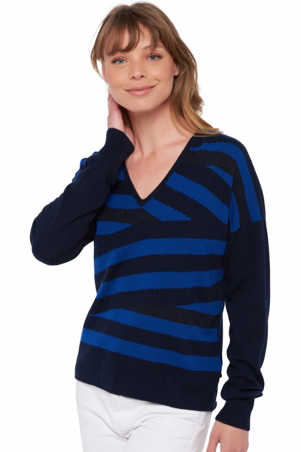 Cachemire pull femme brede marine fonce kleny m