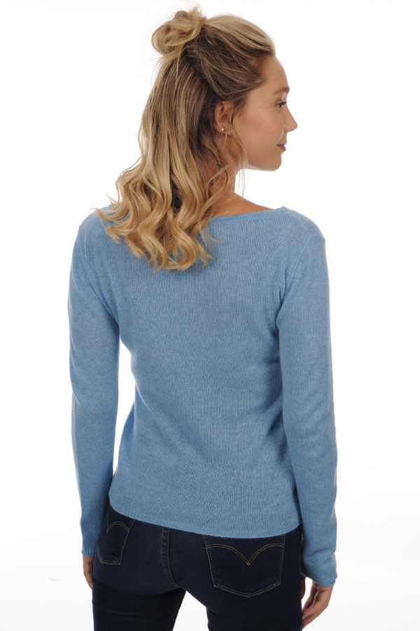 Cachemire pull femme col rond caleen bleu azur chine xs