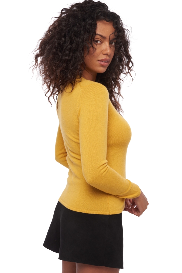 Cachemire pull femme col rond line moutarde xs