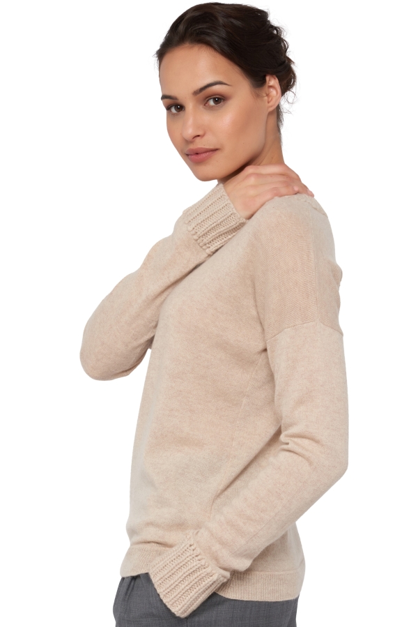 Cachemire pull femme col rond warning natural beige t1