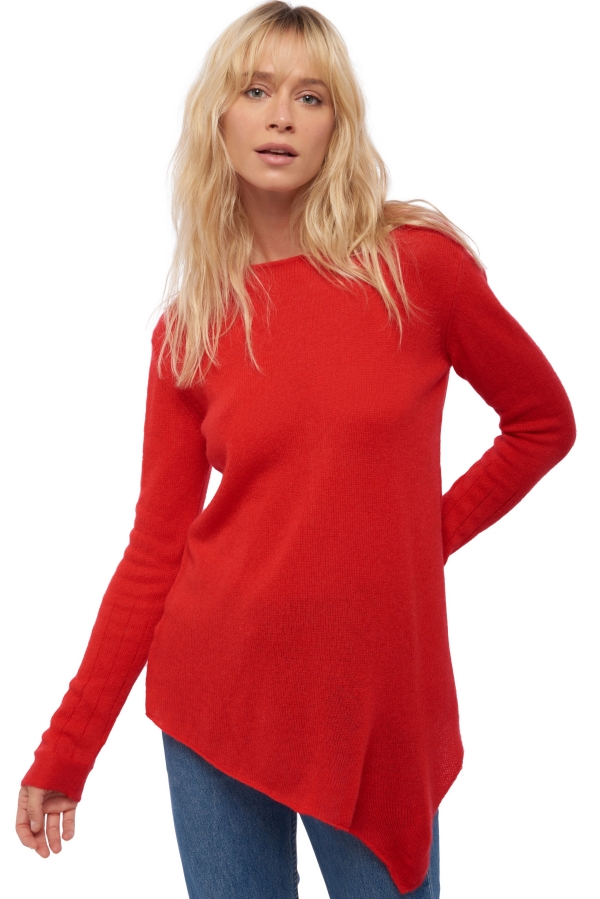 Cachemire pull femme col rond zaia rouge l