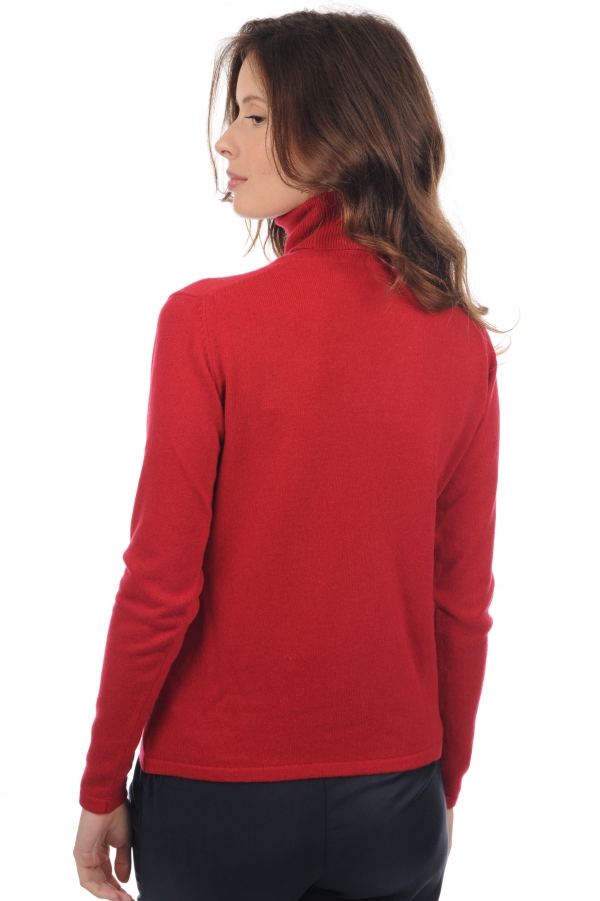 Cachemire pull femme col roule jade rouge velours m