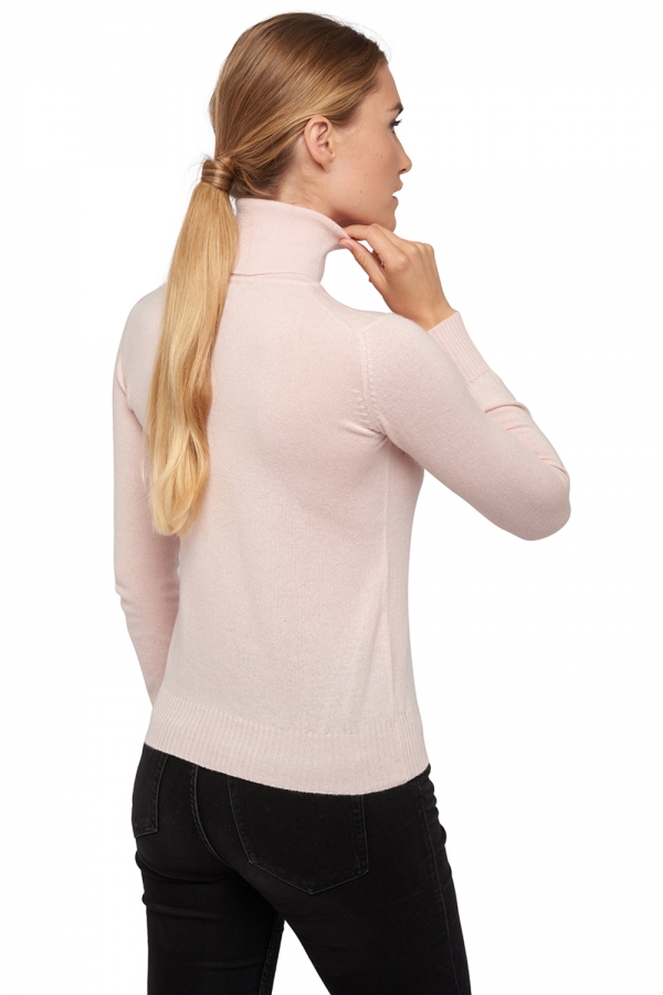 Cachemire pull femme col roule lili rose pale xs